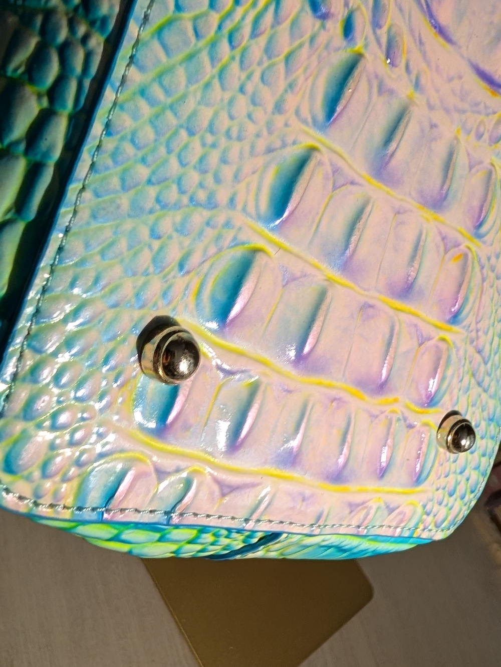 Brahmin Cotton Candy Croc-Embossed Brooke Tote Bag - Picture 11 of 16